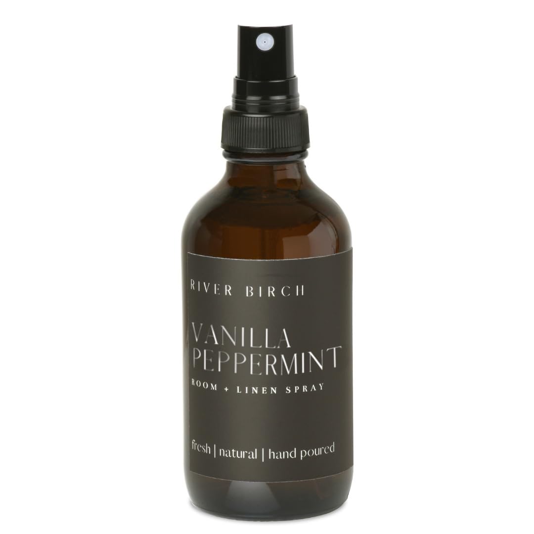 River Birch Luxury Linen and Room Spray - Home Signature Scent Balsam and Cedar Room Fragrance Spray - Fragrant Fresh Linen Air Freshener For Bedding - Handmade in Texas - 4 oz Glass Amber Bottle