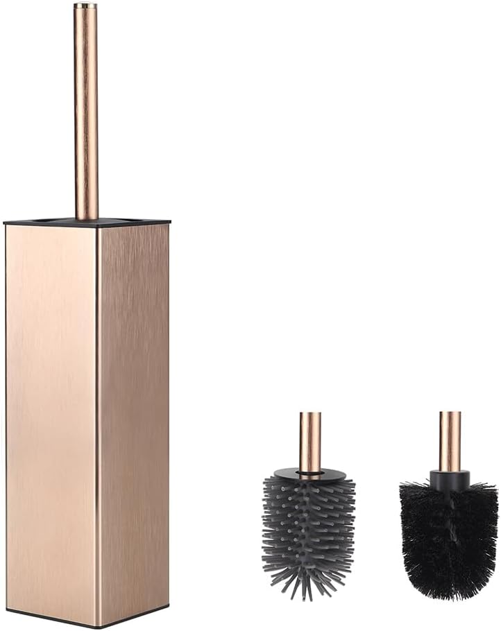BGL Toilet Brush and Holder Set, Matte Black Freestanding for Bathroom Storage and Organization, Square Design Sturdy and Space Saving