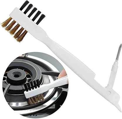 Kitchen Stove Cleaning Brush + Scraper Tool Set, Brass Wire Brushes for Range Hood Grease Grime, Rust Cleaner Heavy Duty Stainless Steel Putty Scraper for Gas Burners Cooktop Pot Pan