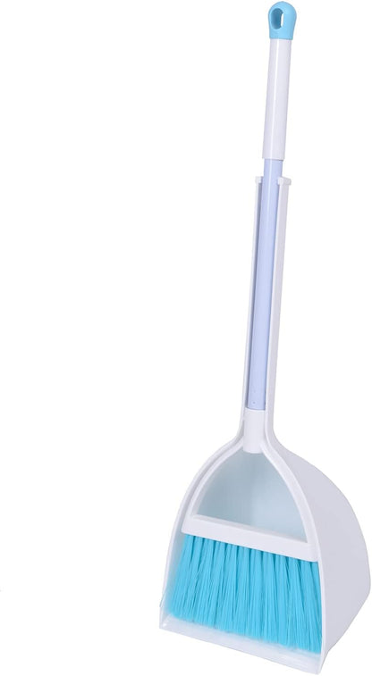 Mini Broom with Dustpan for Kids,Little Housekeeping Helper Set (Light Blue)