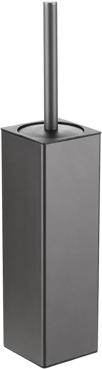 BGL Toilet Brush and Holder Set, Matte Black Freestanding for Bathroom Storage and Organization, Square Design Sturdy and Space Saving