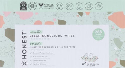 The Honest Company Hypoallergenic Multi-Use Baby Wipes for Sensitive Baby Skin, Rose Blossom, 60 Count