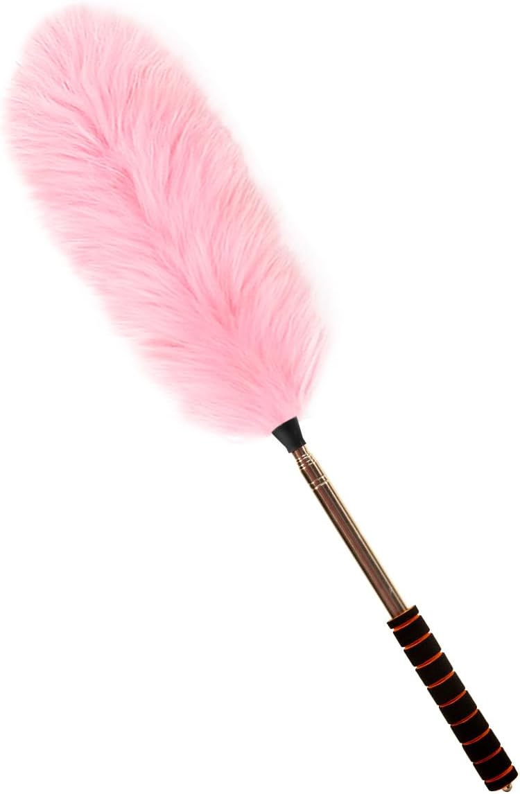 Extendable Lambswool Duster Stainless Steel Handle 133" Removable Feather Duster for Cleaning Ceiling Fans Interior Roof Furniture, Brown