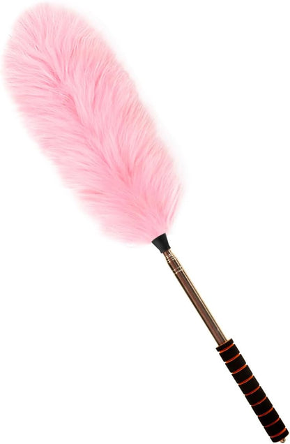 Extendable Lambswool Duster Stainless Steel Handle 133" Removable Feather Duster for Cleaning Ceiling Fans Interior Roof Furniture, Brown