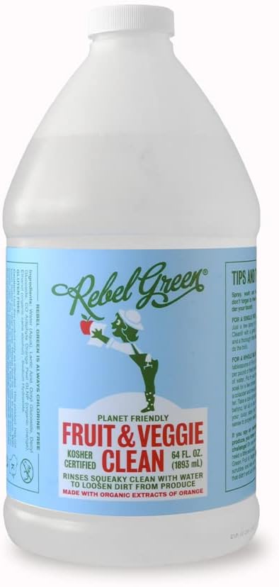 Rebel Green Fruit & Veggie Clean - Plant-Based Produce Cleaner - Natural Fruit and Vegetable Wash with No Aftertaste - Dirt & Grime Removal - Made with Organic Extracts of Citrus - 16 FL OZ