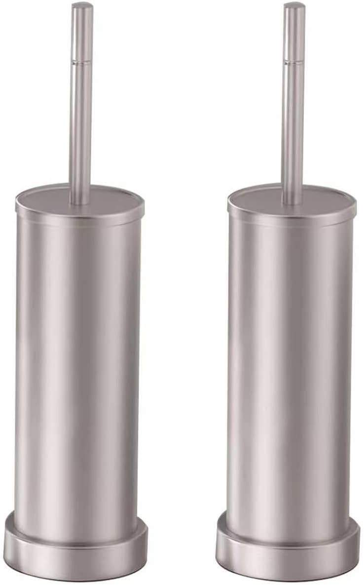 Toilet Brush and Holder Set: 304 Stainless Steel Heavy Duty Toilet Bowl Brush and Holder with Removable Inner Bowl and Splash Protection, Modern Long Handle Bathroom Cleaning Tool