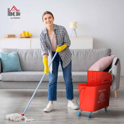 Commercial Mop Bucket with Side Press Wringer on Wheels for Floor Cleaning, 21 Quart, Separate Dirty and Clean Water, for Home Apartment Small Business and Office, Black