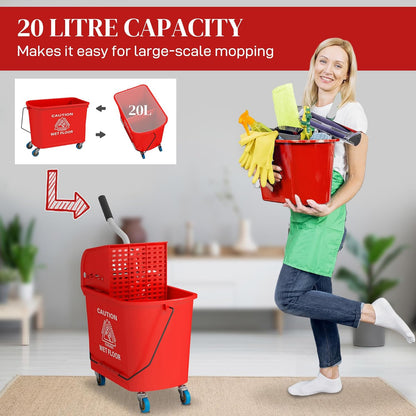 Commercial Mop Bucket with Side Press Wringer on Wheels for Floor Cleaning, 21 Quart, Separate Dirty and Clean Water, for Home Apartment Small Business and Office, Black