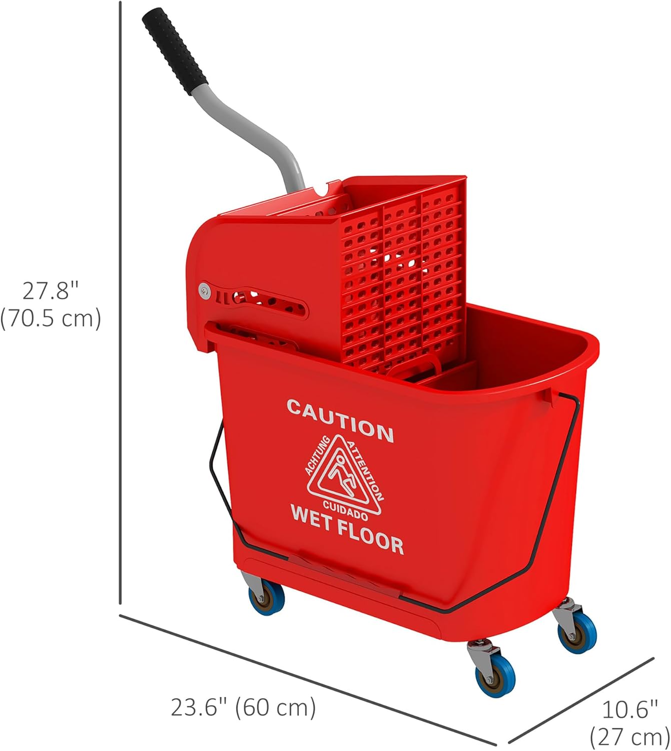 Commercial Mop Bucket with Side Press Wringer on Wheels for Floor Cleaning, 21 Quart, Separate Dirty and Clean Water, for Home Apartment Small Business and Office, Black