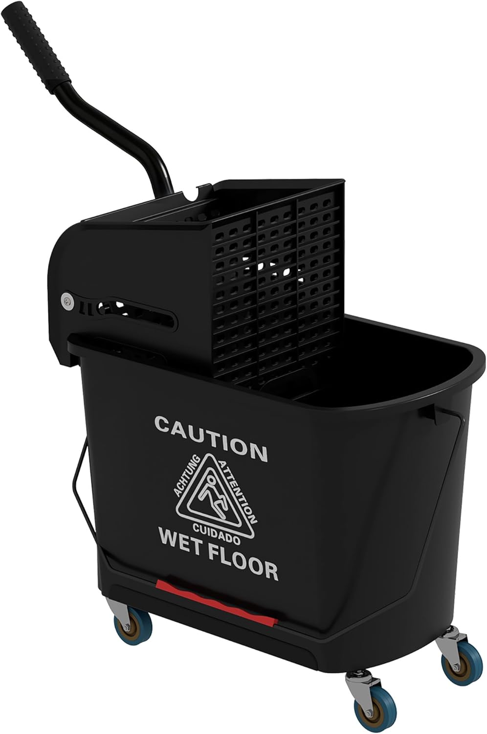 Commercial Mop Bucket with Side Press Wringer on Wheels for Floor Cleaning, 21 Quart, Separate Dirty and Clean Water, for Home Apartment Small Business and Office, Black