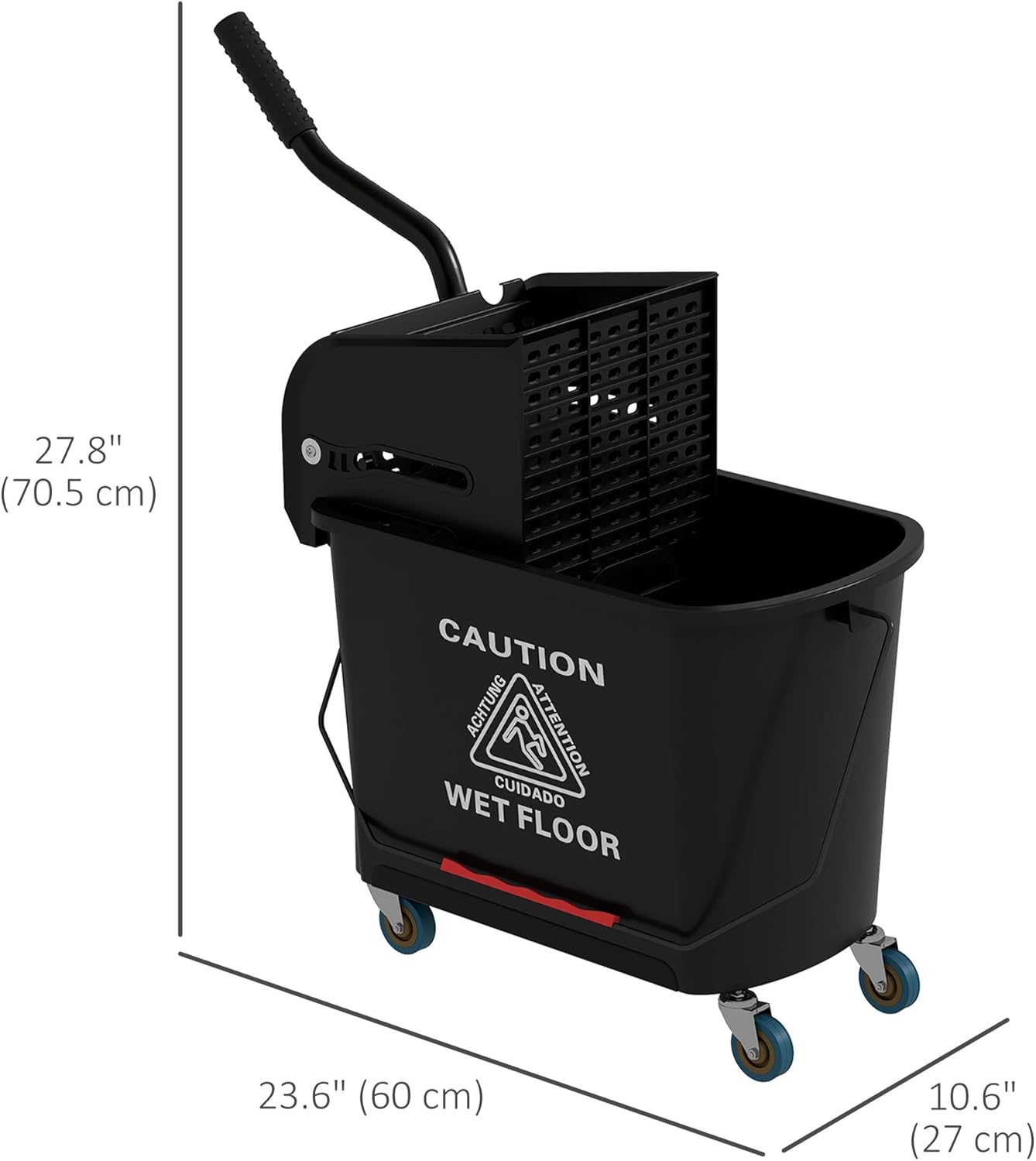 Commercial Mop Bucket with Side Press Wringer on Wheels for Floor Cleaning, 21 Quart, Separate Dirty and Clean Water, for Home Apartment Small Business and Office, Black
