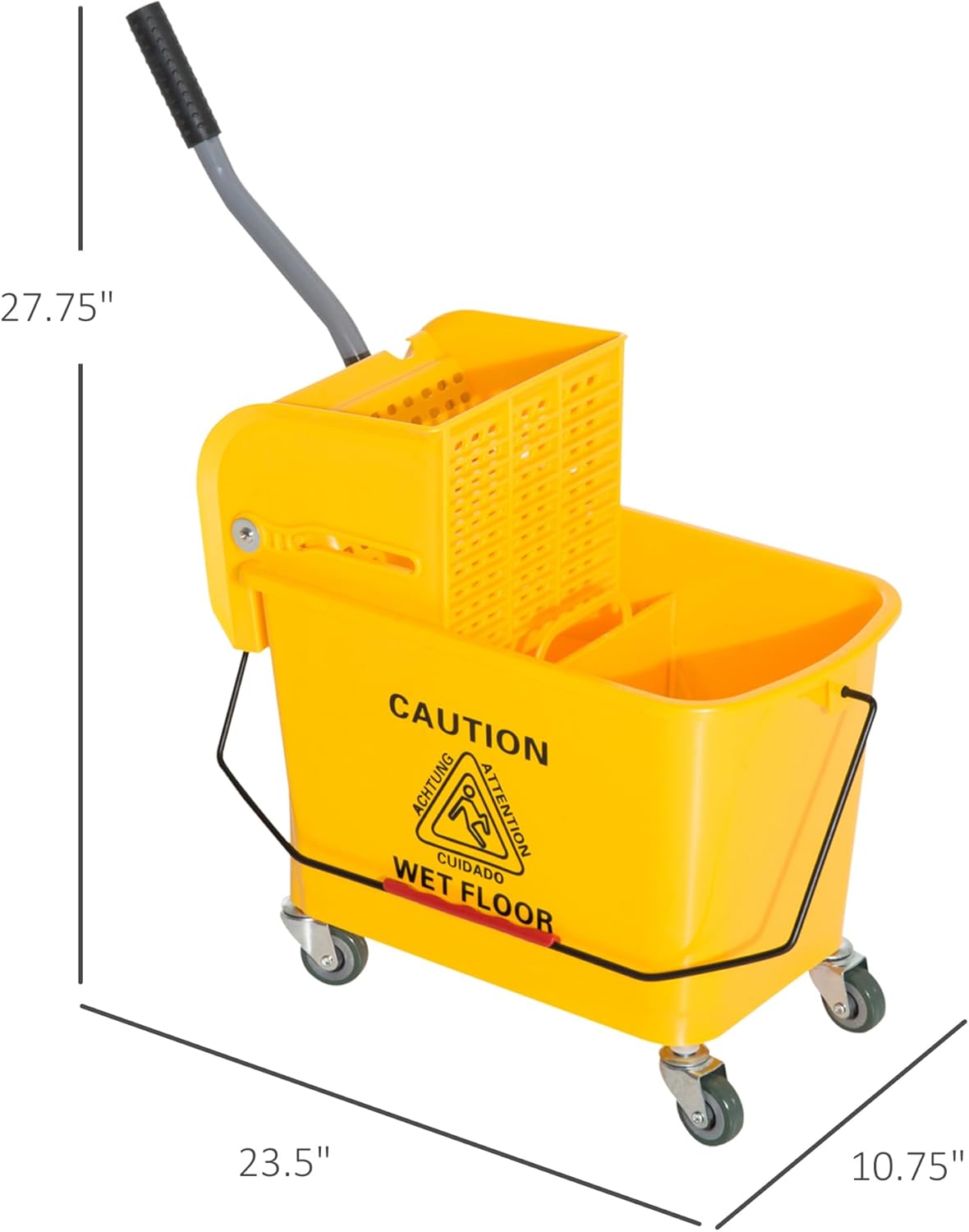 Commercial Mop Bucket with Side Press Wringer on Wheels for Floor Cleaning, 21 Quart, Separate Dirty and Clean Water, for Home Apartment Small Business and Office, Black