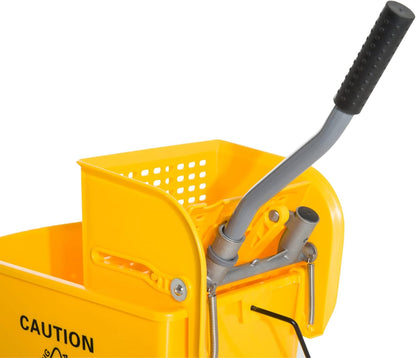 Commercial Mop Bucket with Side Press Wringer on Wheels for Floor Cleaning, 21 Quart, Separate Dirty and Clean Water, for Home Apartment Small Business and Office, Black