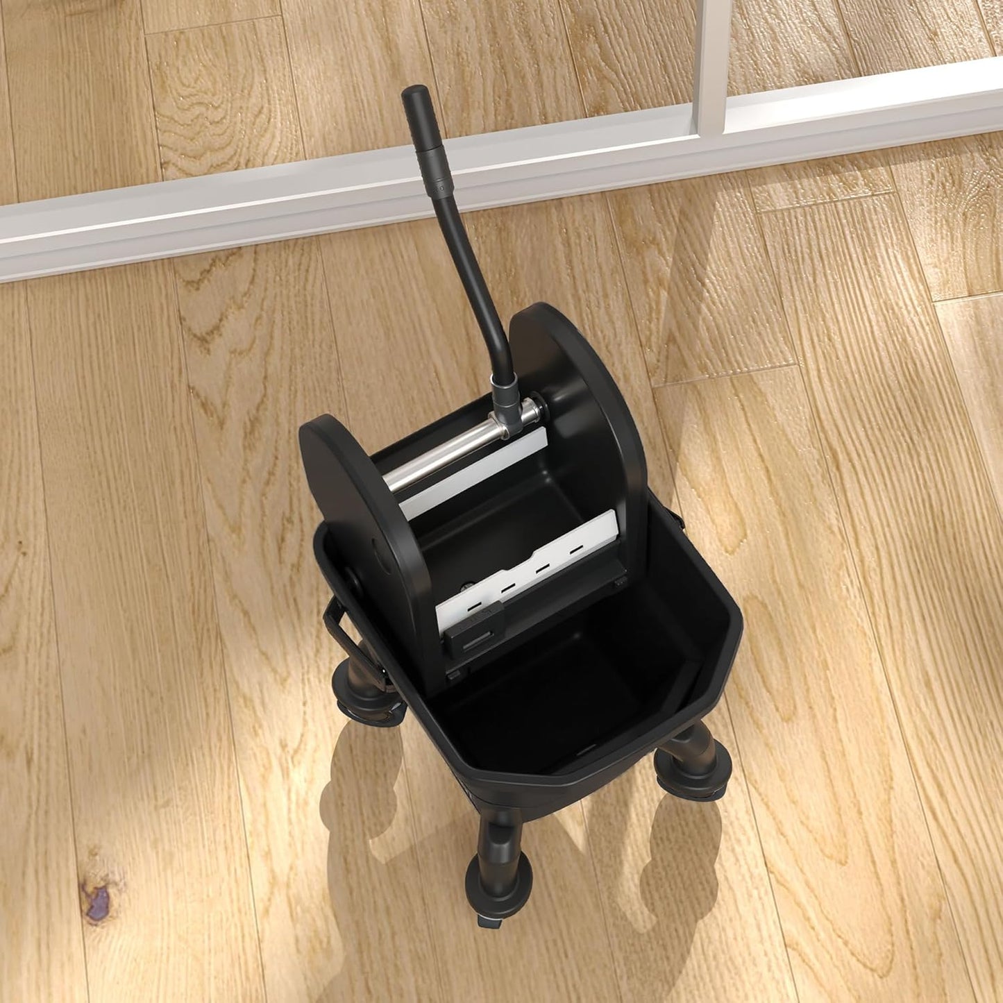 Commercial Mop Bucket with Side Press Wringer on Wheels for Floor Cleaning, 21 Quart, Separate Dirty and Clean Water, for Home Apartment Small Business and Office, Black