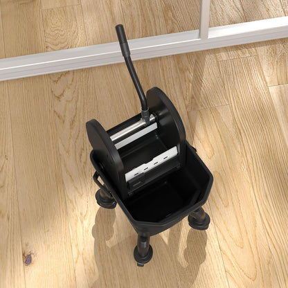 Commercial Mop Bucket with Side Press Wringer on Wheels for Floor Cleaning, 21 Quart, Separate Dirty and Clean Water, for Home Apartment Small Business and Office, Black