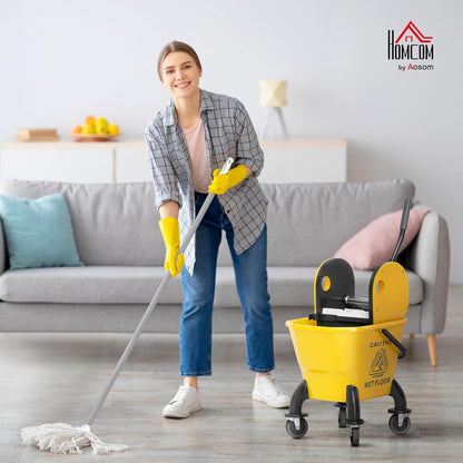 Commercial Mop Bucket with Side Press Wringer on Wheels for Floor Cleaning, 21 Quart, Separate Dirty and Clean Water, for Home Apartment Small Business and Office, Black