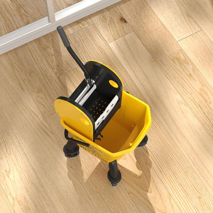 Commercial Mop Bucket with Side Press Wringer on Wheels for Floor Cleaning, 21 Quart, Separate Dirty and Clean Water, for Home Apartment Small Business and Office, Black