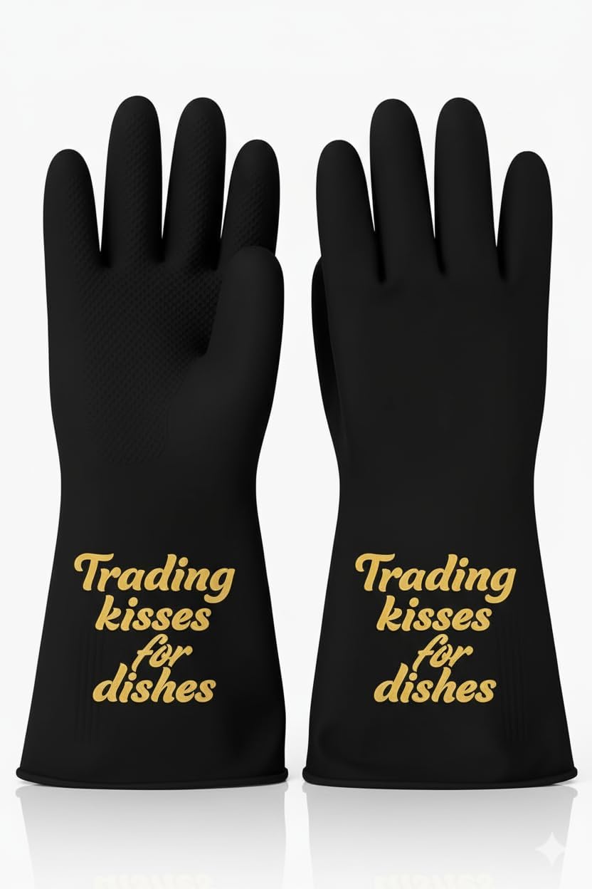 We Glove It™ Chic Black Dishwashing Gloves – Stylish, Reusable & Fun Gift with Flirty Sayings for Kitchen Cleaning