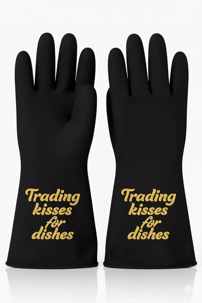 We Glove It™ Chic Black Dishwashing Gloves – Stylish, Reusable & Fun Gift with Flirty Sayings for Kitchen Cleaning
