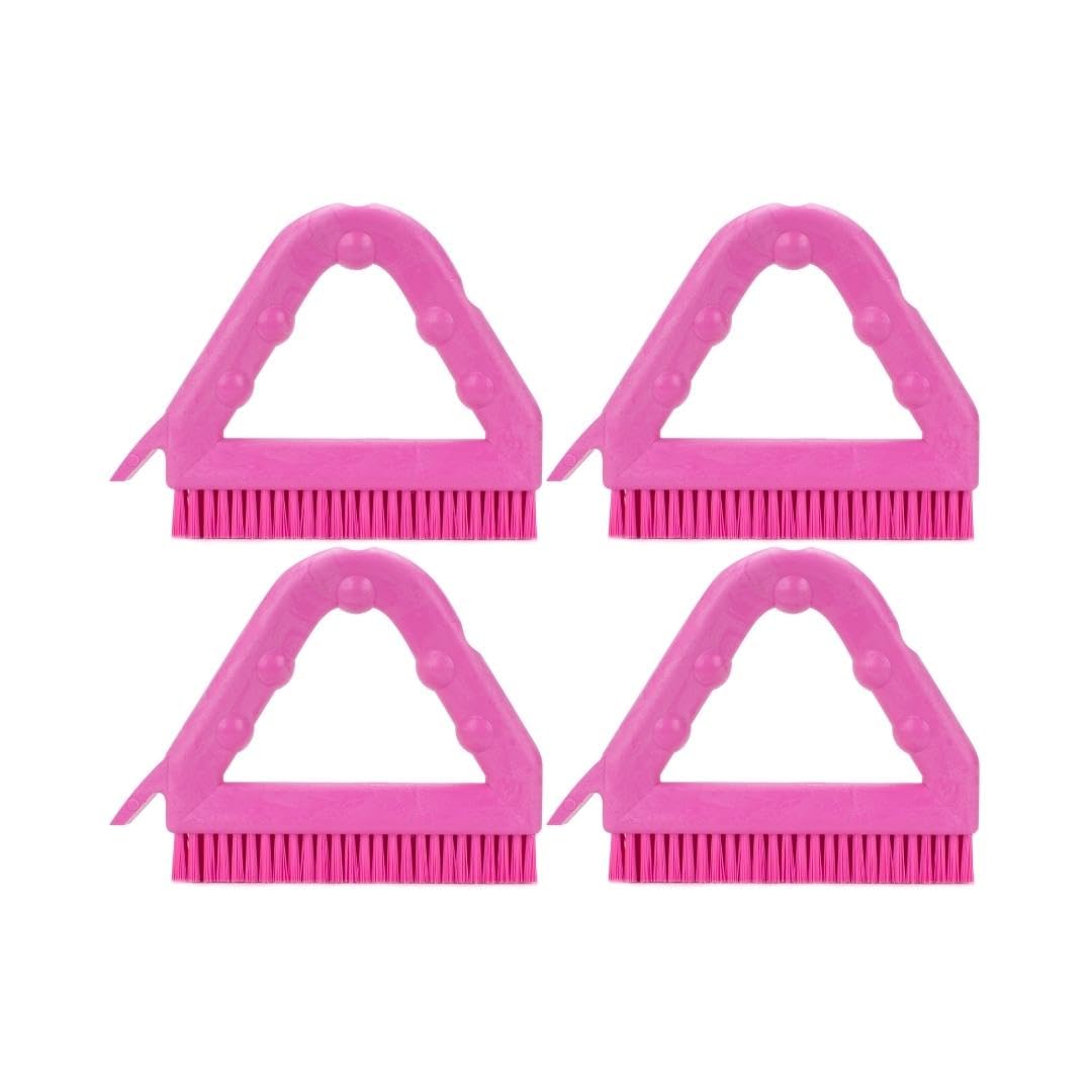 SPARTA Plastic Commercial Grout Brush, Triangle-Shaped Scrub Brush with Scraper and Two Threaded Holes for Attaching Handle (Sold Separately), 9 x 7 x 7 Inches, Gray