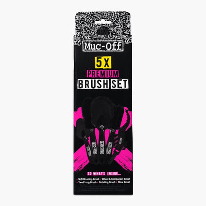 Muc-Off 220 3 Piece Premium Brush Kit - Includes 3 Bike Cleaning Brushes With Durable Nylon Bristles And Ergonomic Rubberised Handles To Minimise Impact