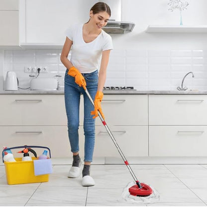 Spin Mop Replacement Head Mop Replace Head Compatible with O Cedar EasyWring Spin Mop - 4 O-Ceda Mop Refills、30-58in Mop Handle and 1 Mop Base and 1 Mop Base Scrub Brush Combo Set