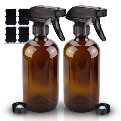 Wedama Amber Glass Spray Bottles, 16 oz Glass Spray Bottles for Cleaning Solutions and Essential Oils, Refillable Empty Spray Bottle with Adjustable Nozzles for Alcohol, Plant and Hair Care (1 Pack)