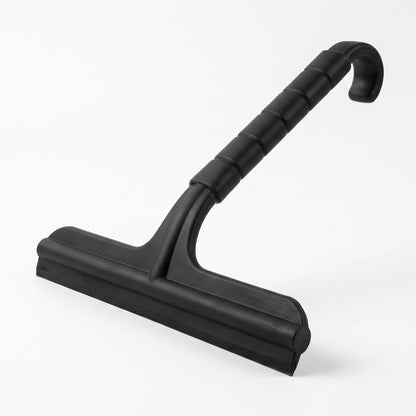 8 Inch Silicone Shower Squeegee for Glass Doors – All-in-One with Built-in Hook, Ergonomic Non-Slip Handle & Reinforced Iron Core, Multi-Purpose for Mirrors, Countertops, Windows, Black