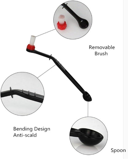 Number-One Coffee Machine Brush Cleaner Nylon Espresso Machine Brush Grinder Brush Coffee Cleaning Tool with Spoon (Pack of 2)