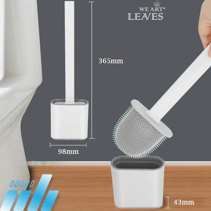 Modern Minimalist Silicone Black Toilet Brush with Holder - Pack of 2 Toilet Bowl Brush Set - Self-Cleaning & Splash-Free, Easy-Rinse Design with Wall Mounted Holder Bathroom Accessory.