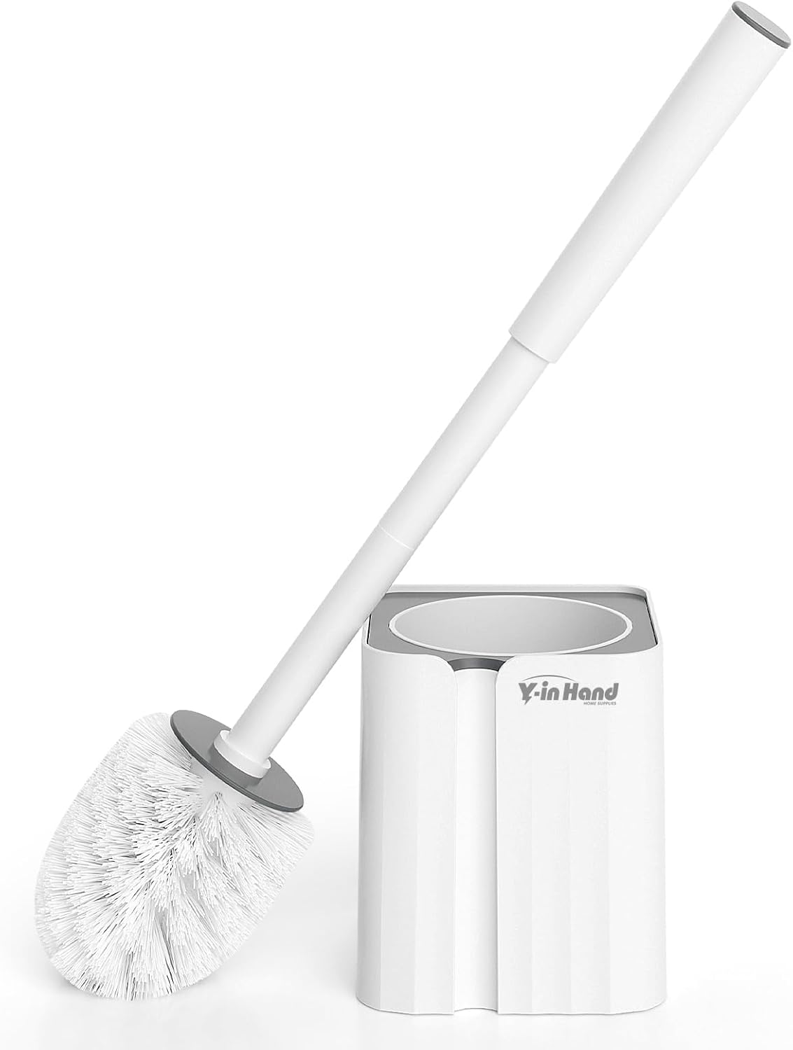 Toilet Brush and Holder Set, Silicone Toilet Bowl Brush, Bathroom Accessories, Durable Toilet Scrubber Bristles, Compact Size for RV, Wall Mountable, Drip-Proof, Deep Cleaning. (White)