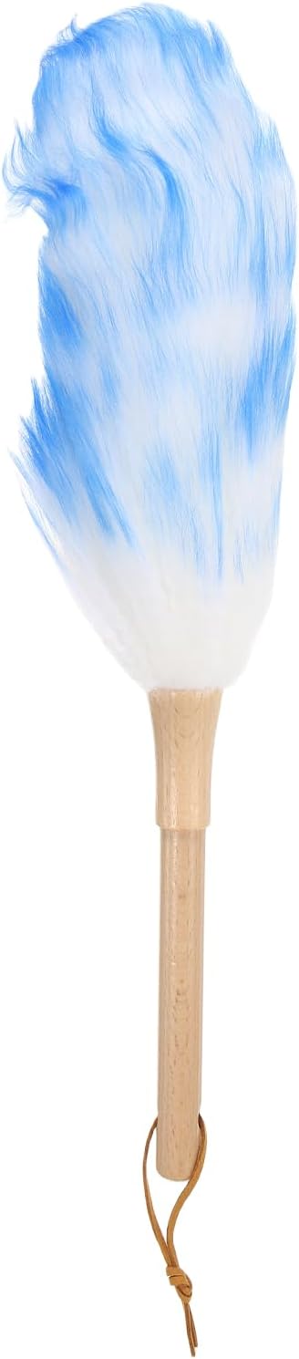uxcell Wool Duster, 14.2" Natural Feather Cleaner Household Cleaning Duster with Solid Wooden Handle for Cleaning Fans Window Blinds Shelves Furniture, Pink
