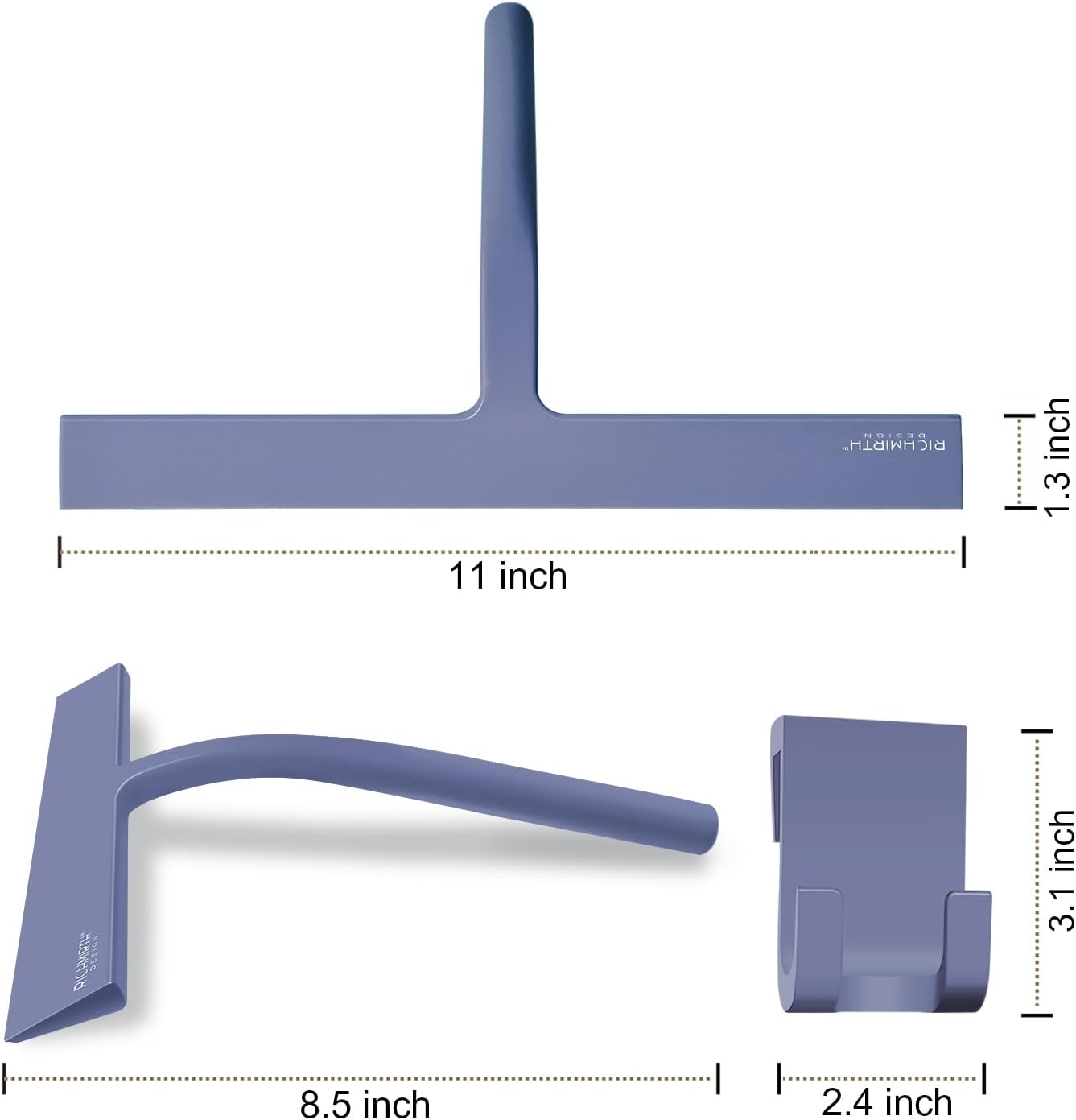 Shower Squeegee for Glass Doors, RICHMIRTH 11" Inch Width Silicone Rubber Blade Squeegee Window Cleaner Tool Squeegee for Shower Glass Doors Bathroom