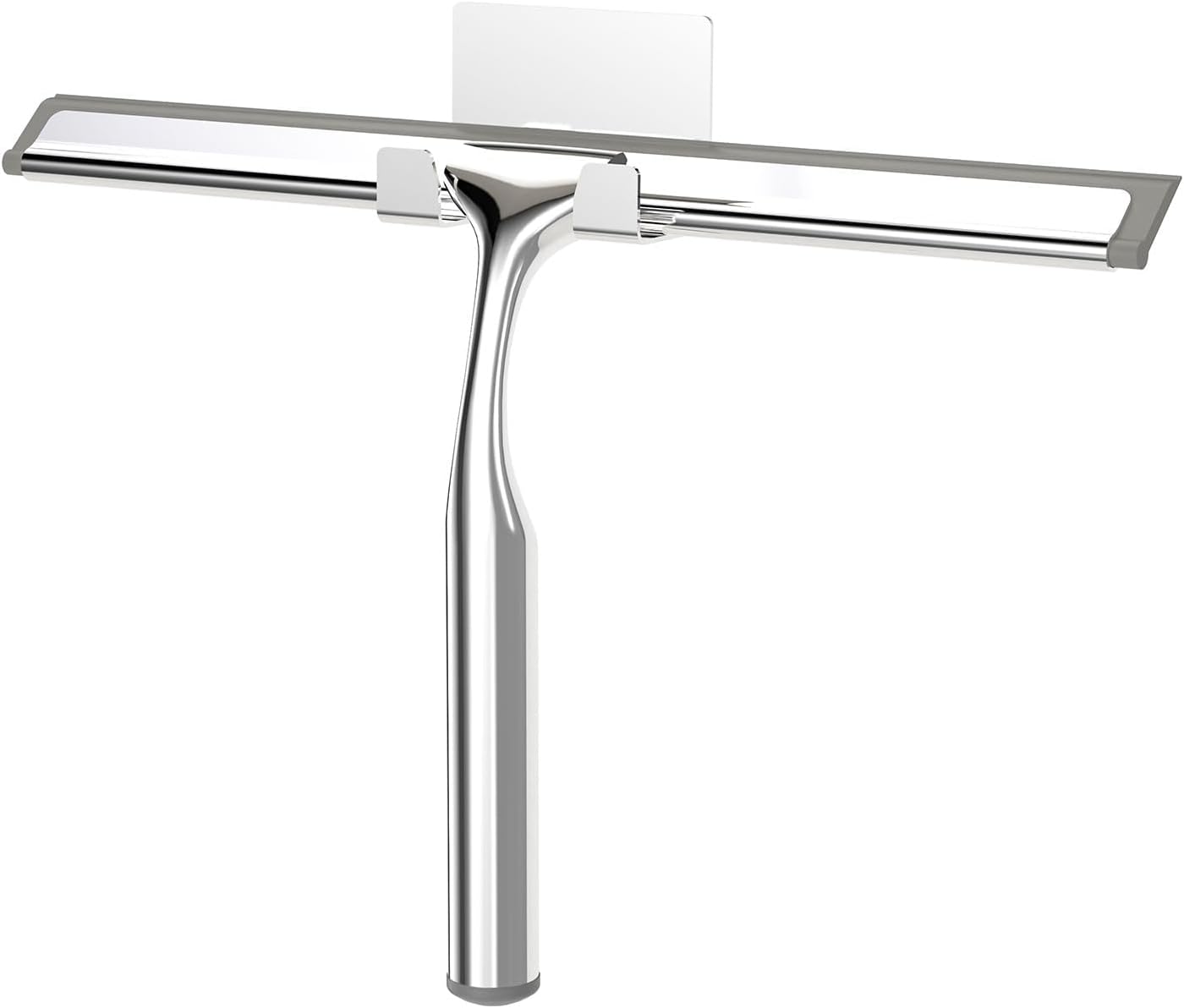 Shower Squeegee for Glass Doors, Shower Squeegee for Tile Shower Walls, Stainless Steel Squeegee for Bathroom, Windows and Mirrors with Storage Hook-12”, Black