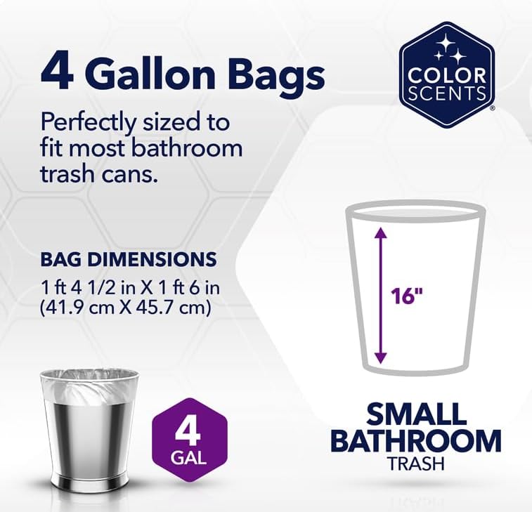 Color Scents 4 Gallon Garbage Bags – Small Scented Trash Bags for Bathroom & Bedroom| 720 Count | Twist Tie | Collection | Made in USA