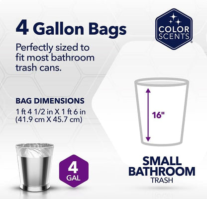 Color Scents 4 Gallon Garbage Bags – Small Scented Trash Bags for Bathroom & Bedroom| 720 Count | Twist Tie | Collection | Made in USA