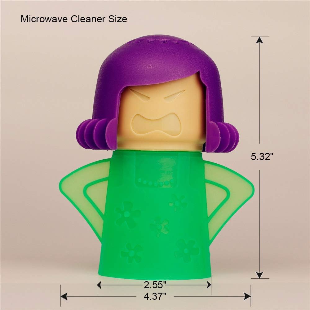 Asltw Angry Mama Microwave Steam Cleaner for Microwave Oven Cleaning, Vinegar Steam Deodorizer Kitchen Cleaning Tool, Reusable BPA Free Steam Cleaning Gadget for Fast Odor & Stain Removal (Green)