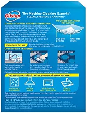 Glisten Cooktop and Kitchen Cleaning Pads for Glass, Gas Ranges, Ovens, Microwaves, and More, Dissolves Grease and Baked on Foods, Lemon Scent, 24 Large Pads or 48 Small Pads