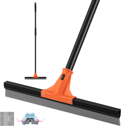 wlich Floor Squeegee Heavy Duty, 17 Inch Rubber Blade, 60 Inch Long Aluminum Handle, Multipurpose Cleaning Squeegee for Garage, Tile, Deck, Bathroom, Window, Glass