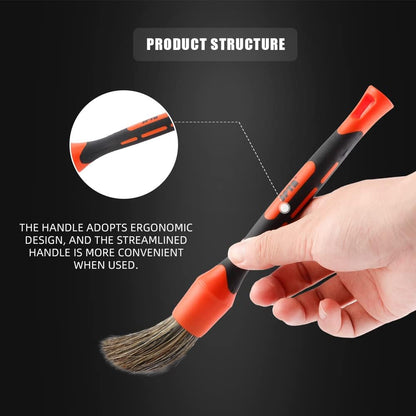 SPTA Car Detailing Brush Set, 5 Pack Soft Mixed Hair Auto Detail Brush Kit No Scratch for Automotive Elegant Surface Interior Exterior Dashboard Emblems Panels Engine Bay Wheels Air Vent Seat Leather