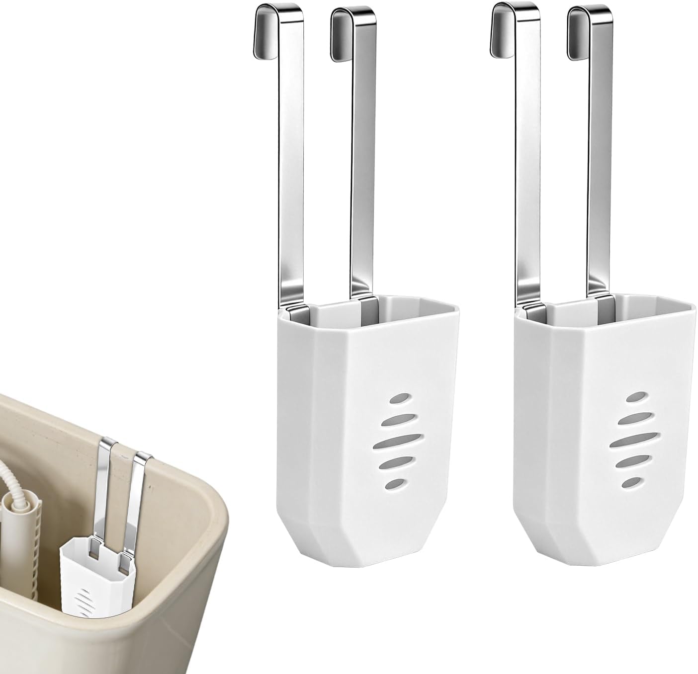 2pcs Toilet Tank Tablet Holder, 3.46x2.76in/8.8x7cm Toilet Tank Tablet Bracket Hanging Bowl Carrier for Bathroom Use