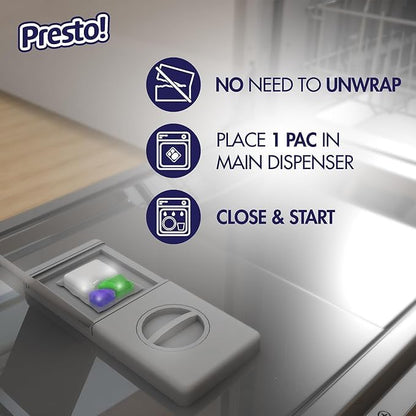 Amazon Brand - Presto! Triple Action Dishwasher Pacs, Lemon Scent, 70 Count