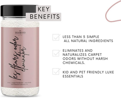 Home "Les Fleurs" Pink Peony & Cherry Blossom Natural Carpet Powder for Vacuuming, Mattress, & Upholstery Freshener, Odor Eliminator for Homes with Kids & Pets (2 Pack)