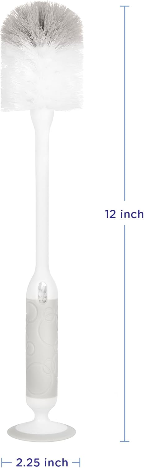 Ubbi Deluxe Baby Bottle Cleaning Set Includes a Nipple Brush with Suction Cup, Oat