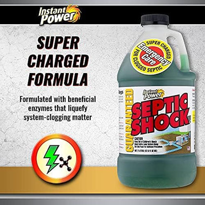 Instant Power Septic Shock - Septic Tank Treatment, Drain Cleaner Liquid Clog Remover for Septic Systems - 67.6 Fl Oz 1 Pack