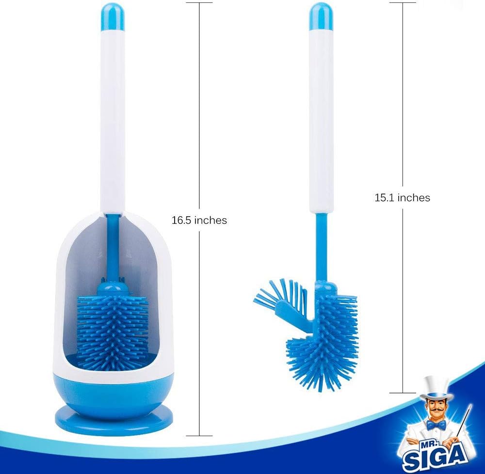 MR.SIGA Soft Bristle Toilet Brush with Holder, Gray & Black, 1Pack