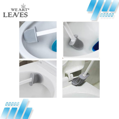 Modern Minimalist Silicone Black Toilet Brush with Holder - Pack of 2 Toilet Bowl Brush Set - Self-Cleaning & Splash-Free, Easy-Rinse Design with Wall Mounted Holder Bathroom Accessory.