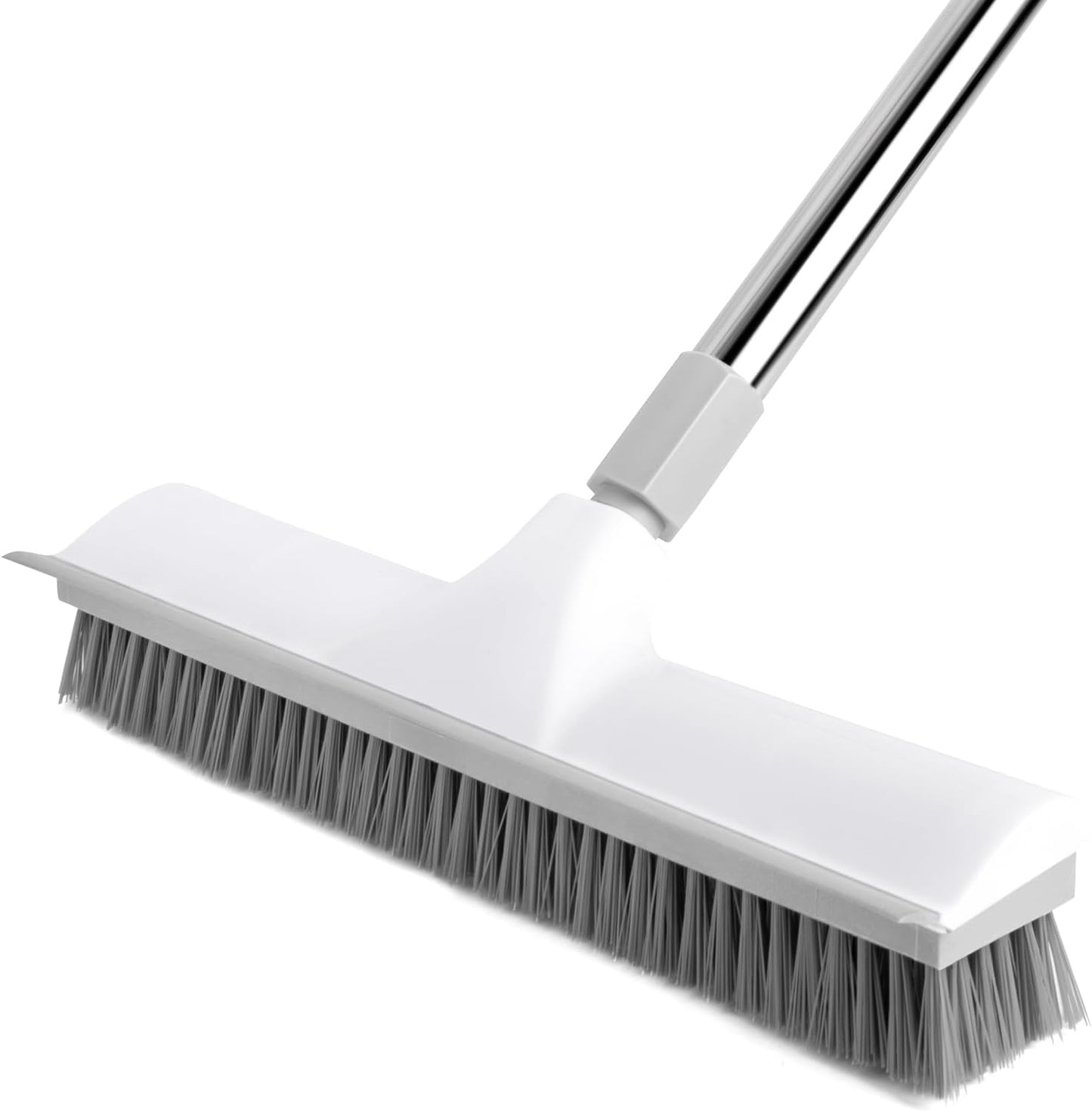 Floor Scrub Brush and V-Shape Grout Brush with Long Handle 3 in 1 Replaceable Head Scrape Brush Stiff Bristle with Swivel Head for Cleaning Tiles Hardwood Floors Patios Blue