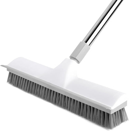 Floor Scrub Brush and V-Shape Grout Brush with Long Handle 3 in 1 Replaceable Head Scrape Brush Stiff Bristle with Swivel Head for Cleaning Tiles Hardwood Floors Patios Blue