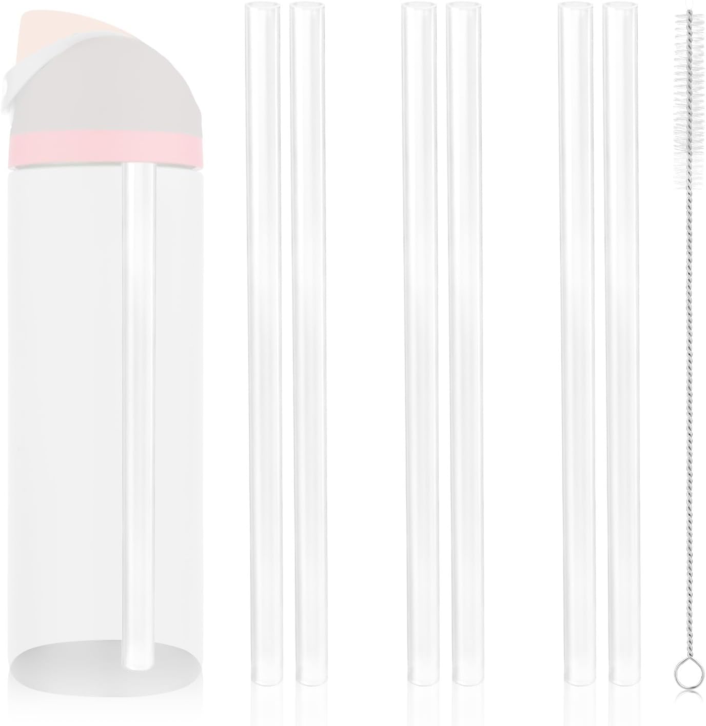 6pcs Replacement Straws for Owala Freesip 24/32oz, Reusable Plastic Straws with Cleaning Brush Tumbler Accessories Parts for Owala Flip 24/32oz Stainless Steel Insulated Water Bottle